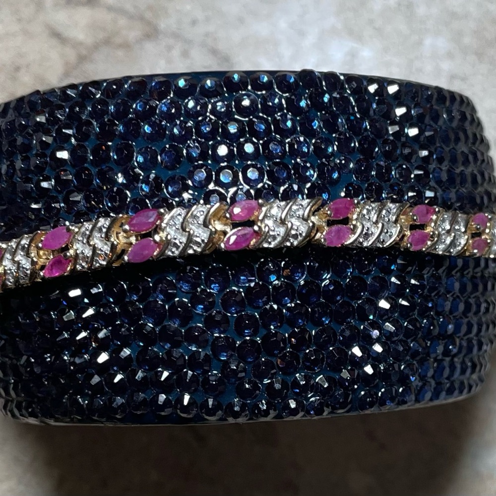 Ruby Diamond accent bracelet. 9.25 silver Vermil over.